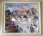 Stad met brug, Parijs ? - '93 - Jelle Hoogstra 1924-2003, Ophalen of Verzenden