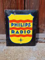 Stok oud en origineel emaille reclame bord Philips Radio., Reclamebord, Gebruikt, Ophalen of Verzenden