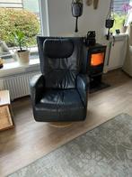 Lederen donker blauwe relax stoel (defecte bedrading), Huis en Inrichting, Fauteuils, Gebruikt, 50 tot 75 cm, Solide zwaar lederen relax stoel