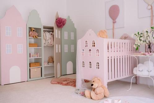 Roze babybed huisje, Kinderen en Baby's, Babywiegjes en Ledikanten, Nieuw, Ledikant, Verzenden