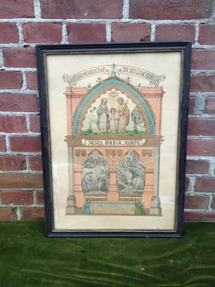 Acte van aanneming als lid der Heilige Familie, anno 1895., Antiek en Kunst, Antiek | Religie, Verzenden