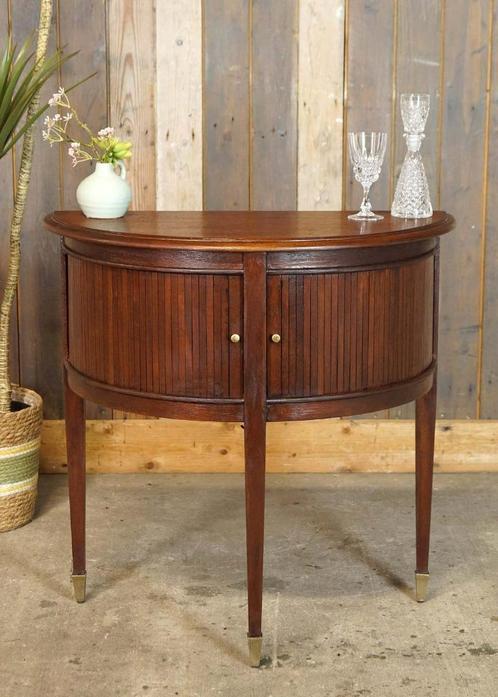 Brocante halfrond kastje met jaloeziedeurtjes - halve maan, Antiek en Kunst, Curiosa en Brocante, Ophalen