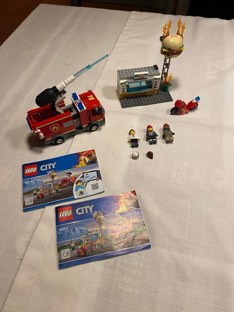 Lego 60214 Burger Bar Fire Rescue, Ophalen of Verzenden, Gebruikt, Complete set, Lego