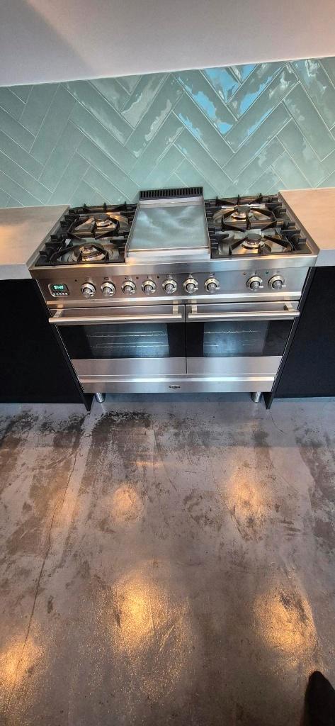 Boretti gasfornuis met dubbele oven 100cm breed, Witgoed en Apparatuur, Fornuizen, Gebruikt, Vrijstaand, Gas, 5 kookzones of meer