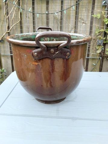 Koperen ketel, bloembak plantenbak bloempot houtbak groot. beschikbaar voor biedingen
