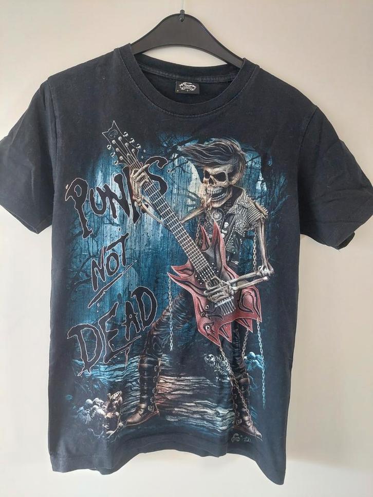 Punks Not Dead T-shirt - Glow in the Dark - Maat S, Kleding | Heren, T-shirts, Zo goed als nieuw, Maat 48/50 (M), Zwart, Ophalen of Verzenden