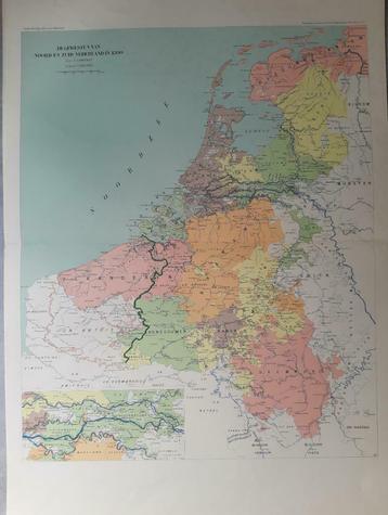 B074/ Plattegrond Nederland rond 1300 litho uit 1929