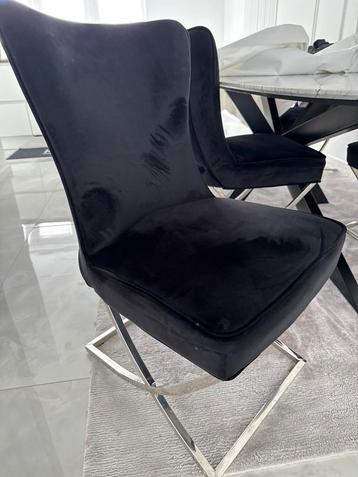 Eric Kuster stoelen stijl 4x zwarte stoelen, zachte stof beschikbaar voor biedingen