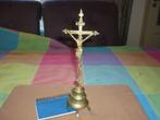 Antieke koperen kruis met Jezus erop in goede staat, Antiek en Kunst, Ophalen of Verzenden