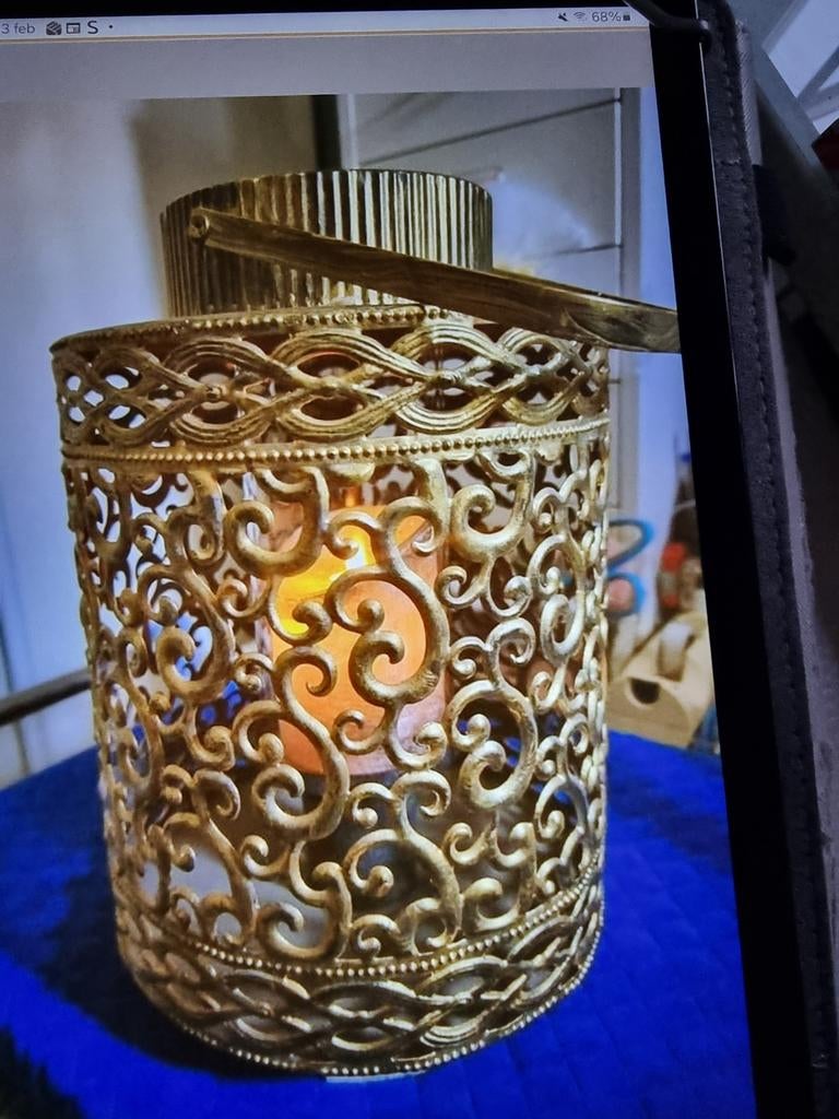 Windlicht met glazen binnenkant en timer kaars, Ophalen, Nieuw