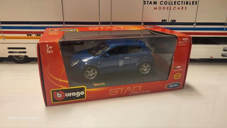 Bburago Alfa Romeo MiTo Blue Metallic - 2009, Hobby en Vrije tijd, Modelauto's | 1:24, Zo goed als nieuw, Auto, Overige merken