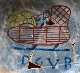 Bordje, Prins Willem V, bodemvondst, Antiek en Kunst, Antiek | Wandborden en Tegels, Ophalen of Verzenden