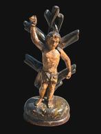 Heilige Sint Sebastiaan 17e eeuws  originele polychromie, Antiek en Kunst, Verzenden