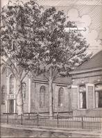 Grootegast Kerk tekening Sievers 50/60er jaren, Ophalen of Verzenden