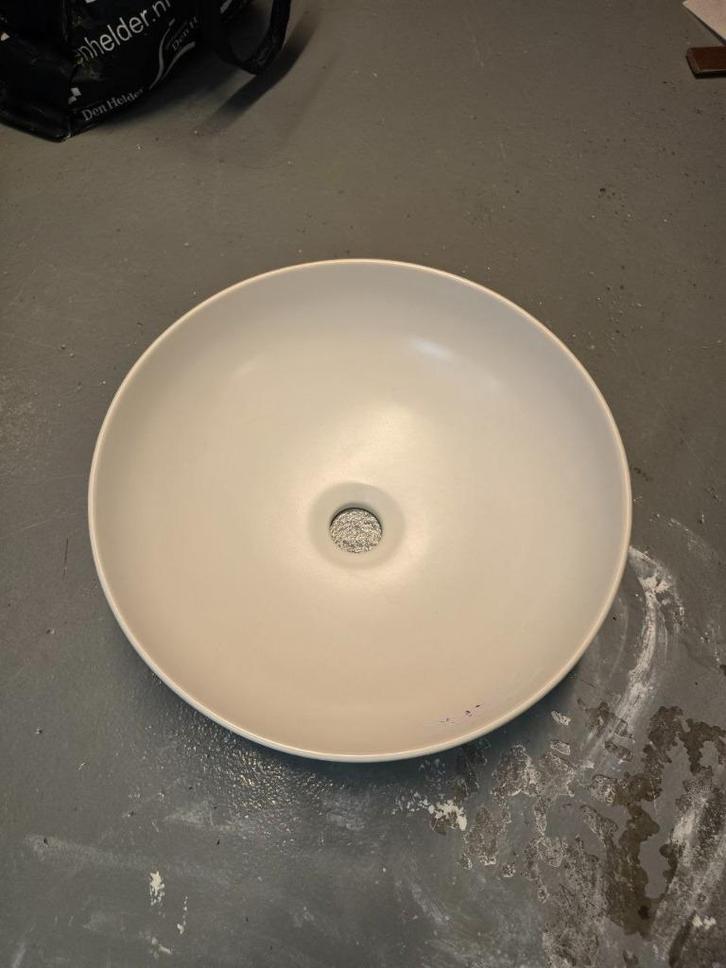 Ronde witte waskom – trendy design, als nieuw 38cm diamet, Doe-het-zelf en Verbouw, Sanitair, Nieuw, Wastafel, Steen, Ophalen of Verzenden