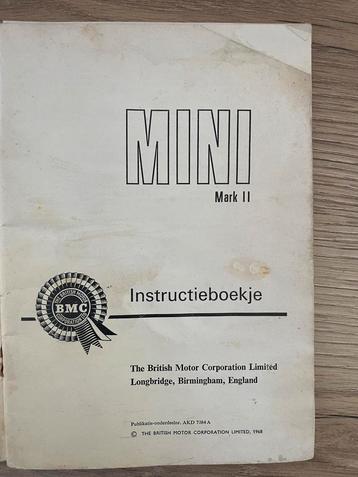 Nederlands Instructieboekje Mini mk2 uit 1968 beschikbaar voor biedingen