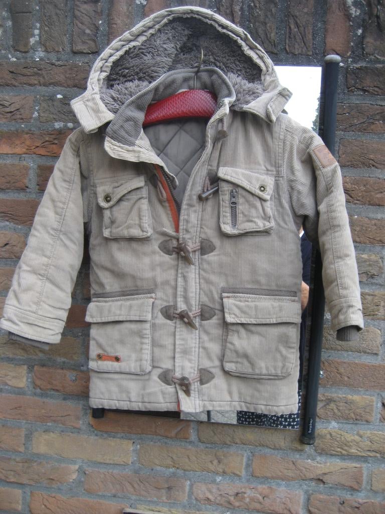 jongens winterjas 110 beige rib, Kinderen en Baby's, Ophalen of Verzenden, Gebruikt, Jongen, Jas