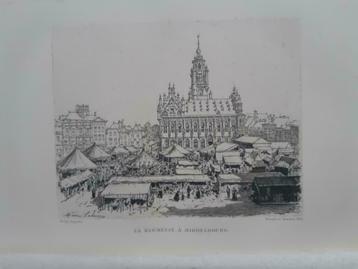 24 / De Kermis van Middelburg., Gravure uit 1882 beschikbaar voor biedingen