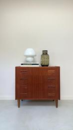 Vintage Deense teakhouten ladekast met 4 lades, Ophalen, -, -, 50 tot 100 cm