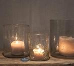 Windlicht bubbles cilinder L glazen stoer sober landelijk, Verzenden, Nieuw