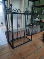 Decoratief wandkastje zwart met glazen plaatjes, Ophalen, Zo goed als nieuw