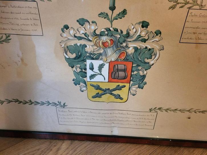 Ingelijste stamboom van houthandelaar William Pont uit Edam, Boeken, Geschiedenis | Stad en Regio, Gelezen, 19e eeuw, Ophalen