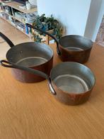 Set koperen steelpannen, Huis en Inrichting, Keuken | Potten en Pannen, Ophalen of Verzenden, Gebruikt, Overige materialen, Pannenset