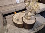 Salontafel set Rond mangobruin & Marmer stijlvol en tijdloos, Huis en Inrichting, Tafels | Salontafels, Ophalen, 100 tot 150 cm