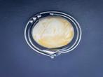 Vintage  Zilveren broche met amber, 4 tot 7 cm, Gebruikt, Ophalen of Verzenden, Zilver