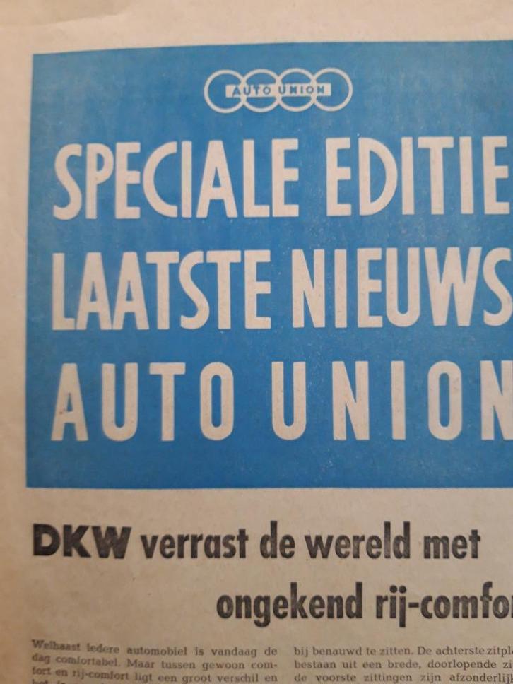 reclamekrant Auto Union - DKW 1956, Boeken, Auto's | Folders en Tijdschriften, Gelezen, Audi, Ophalen of Verzenden