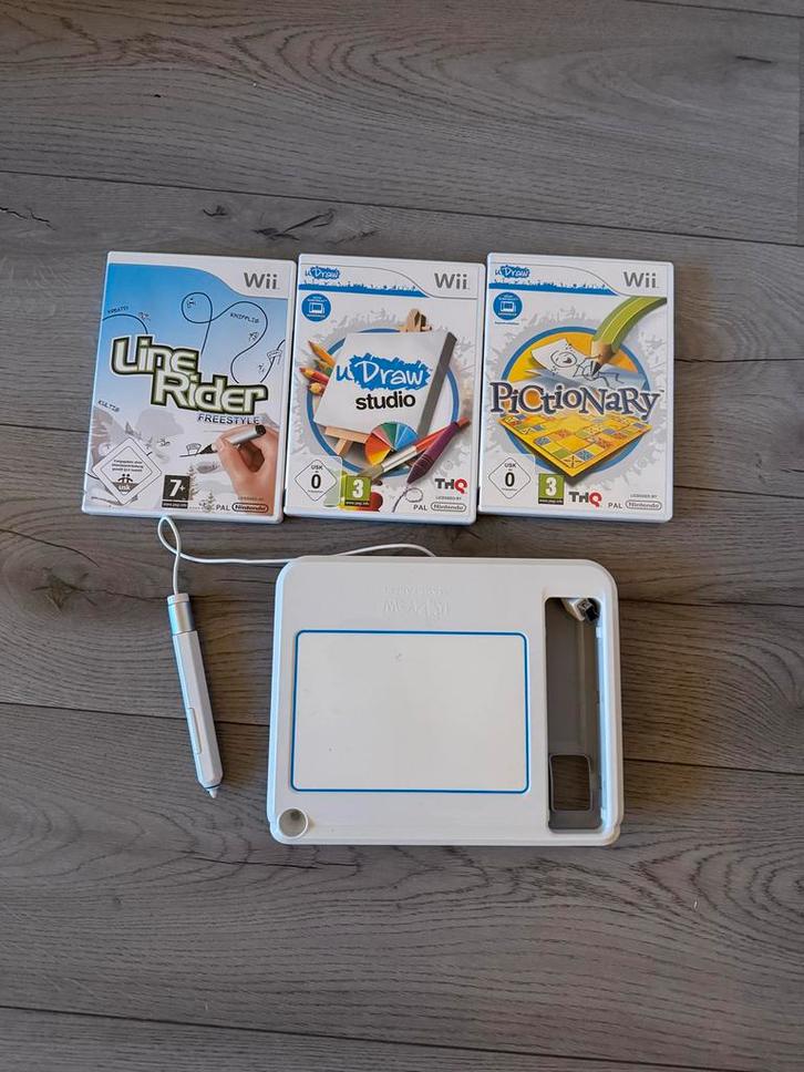 Wii uDraw Tablet + 3 Games - Studio, Pictionary, Line Rider, Spelcomputers en Games, Games | Overige, Gebruikt, Puzzel en Educatief