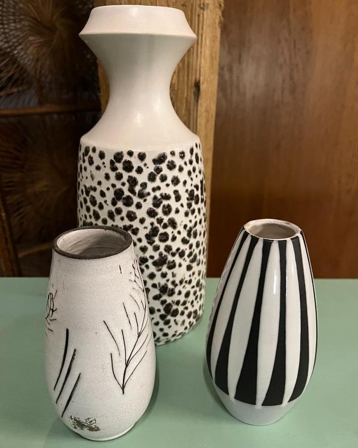Set vazen keramiek, West Germany vaas, Huis en Inrichting, Woonaccessoires | Vazen, Gebruikt, Overige kleuren, Minder dan 50 cm