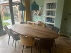 Robuuste ovale houten tafel teak - 240x120 cm, Huis en Inrichting, Tafels | Eettafels, Ophalen, Gebruikt, 100 tot 150 cm, 200 cm of meer