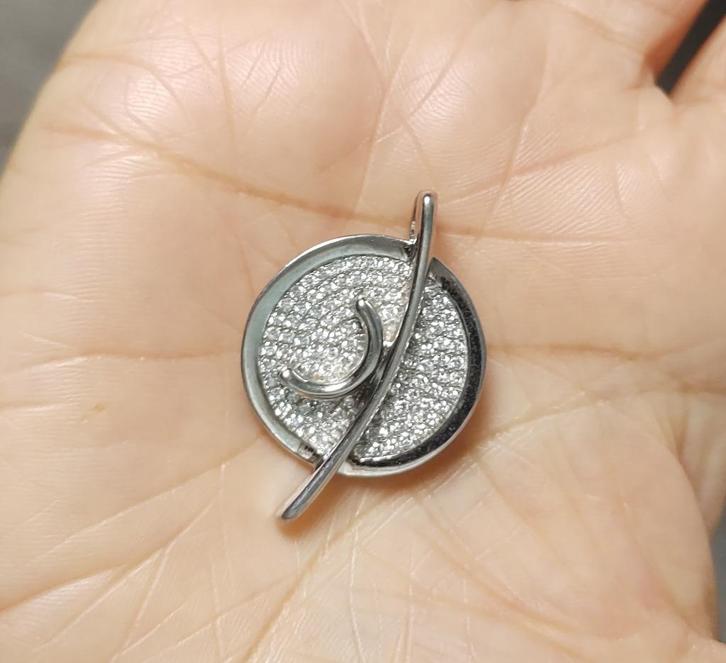 925 zilveren hanger met Zirconia steen, Sieraden, Tassen en Uiterlijk, Kettinghangers, Nieuw, Zilver, Wit, Met edelsteen, Ophalen of Verzenden