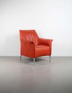 Leolux Mayuro Fauteuil Oranje Leer – Chroom, Huis en Inrichting, Fauteuils, Niet ingevuld, Minder dan 75 cm, Niet ingevuld, Ophalen of Verzenden