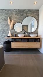 Prachtig badmeubel met staal - EIKENHOUT OP MAAT, Huis en Inrichting, Badkamer | Badkamermeubels, Niet ingevuld, 100 tot 150 cm