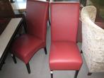 4 rode leren eetstoelen met houten poten, Niet ingevuld, Gebruikt, Niet ingevuld, Niet ingevuld