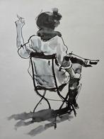Vrouw. Zittend. Oost Indische inkt. 1987., Ophalen of Verzenden