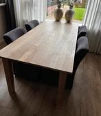 Massief eiken eettafel met 4 stoelen, Huis en Inrichting, Tafels | Eettafels, Ophalen, Gebruikt, 100 tot 150 cm, Eikenhout