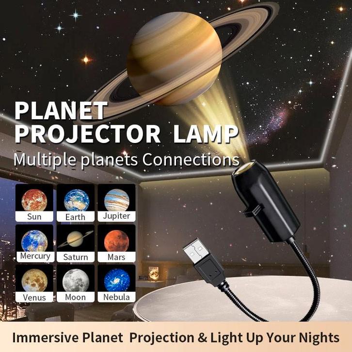USB LED planeten projector lamp met 10 afbeeldingen, Huis en Inrichting, Lampen | Wandlampen, Nieuw, Kunststof, Metaal, Ophalen
