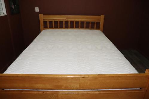 2-persoons licht eiken bed (1.40x2.00), Huis en Inrichting, Slaapkamer | Bedden, Zo goed als nieuw, Eenpersoons, 140 cm, 200 cm