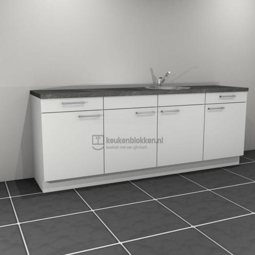 Keukenblok met spoelbak rechts met lades 2.40 m breed - Alpi, Huis en Inrichting, Keuken | Keukenelementen, Nieuw, Minder dan 100 cm