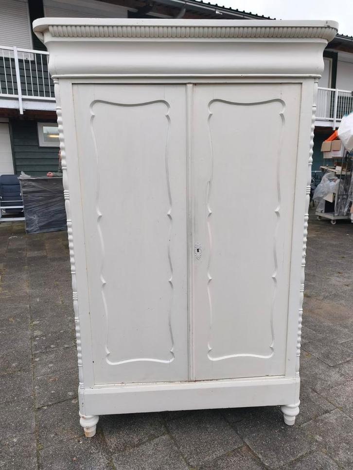 Grenen Meidenkast wit  met Legplanken, Antiek en Kunst, Antiek | Meubels | Kasten, Ophalen