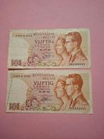 2 x 50 Frank uit 1966² in ZF, Postzegels en Munten, Bankbiljetten | Europa | Niet-Eurobiljetten, Ophalen of Verzenden, België