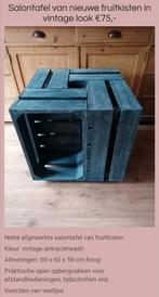 Salontafel/bijzettafel van nieuwe fruitkisten in vintagelook, Ophalen, Nieuw, Vierkant