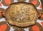 Antiek houten dienblad, vintage, bohemian goud oudroze hout, Ophalen of Verzenden