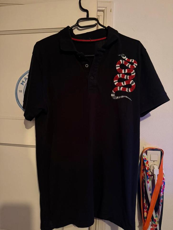 Zwarte gucci polo snake, Kleding | Heren, Polo's, Zo goed als nieuw, Maat 52/54 (L), Zwart, Ophalen of Verzenden