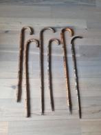 6 oude wandelstokken 4 met embleems, Ophalen of Verzenden