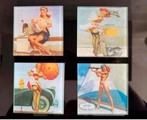 Glazen onderzetters pin up girls Vintage, Ophalen of Verzenden, Zo goed als nieuw