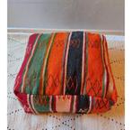 Marokkaanse kelim poef, vintage zitkussen, 50 tot 75 cm, Ophalen of Verzenden, Zo goed als nieuw, Rechthoekig